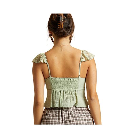 PacSun Beverly & Beck Sage Green Coquette Cropped Summer Top Size Large - Picture 5 of 6